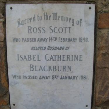 BLACKBURN Ross Scott -1948 &amp; Isabel Catherine -1961