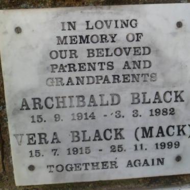 BLACK Archibald 1914-1982 &amp; Vera MACK 1915-1999