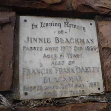 BLACKMAN Francis Oakley -1962 &amp; Jinnie -1956