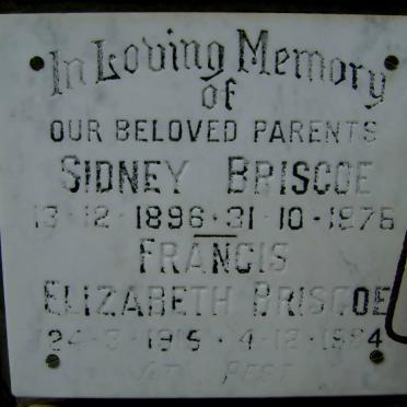 BRISCOE Sidney 1896-1976 &amp; Francis Elizabeth 1915-1984