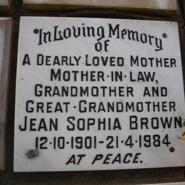 BROWN Jean Sophia 1901-1984