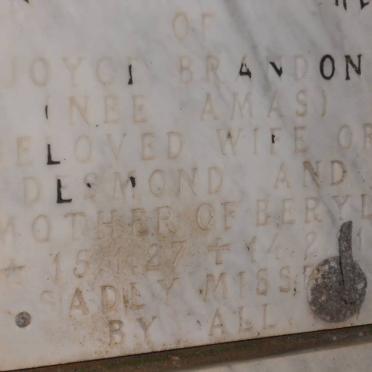 BRANDON Joyce nee AMAS 1927-1981