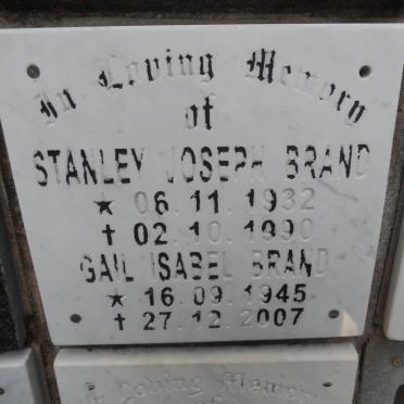 BRAND Stanley Joseph 1932-1990 &amp; Gail Isabel 1945-2007