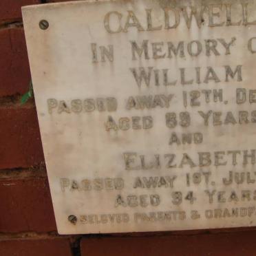 CALDWELL William -1964 &amp; Elizabeth -1969