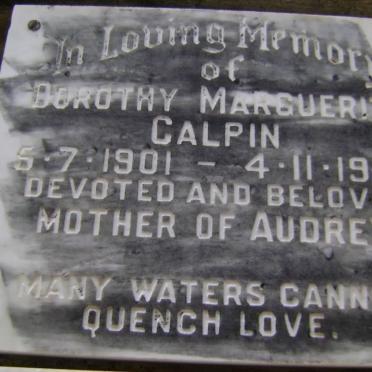 CALPIN Dorothy Marguerite 1901-1979