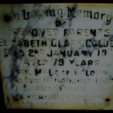 CALDOW Neil McLean -1978 &amp; Elizabeth Clark -1977
