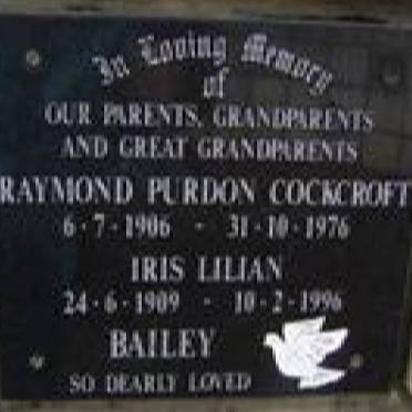 COCKROFT Raymond Purdon 1906-1976 &amp; Iris Lilian 1909-1995