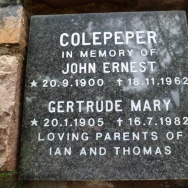 COLEPEPER John Ernest 1900-1962 &amp; Gertrude Mary 1905-1982