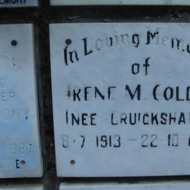 COLEY Irene M. nee CRUICKSHANK 1913-1987