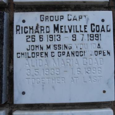 COAD Richard Melville 1913-1991 &amp; Alida Maria 1939-1996
