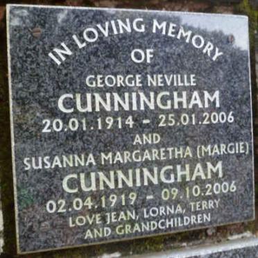 CUNNINGHAM George Neville 1914-2006 &amp; Susanna Margaretha 1919-2006