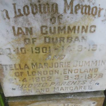 CUMMING Ian 1901-1980 &amp; Stella Marjorie 1902-1978