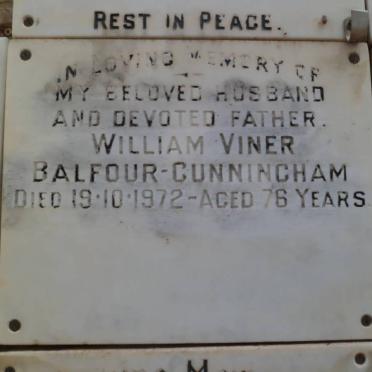 CUNNINGHAM William Viner, Balfour -1972