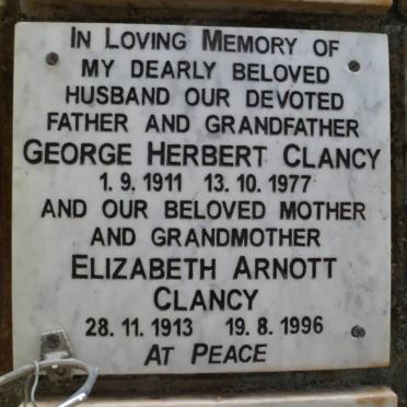 CLANCY George Herbert 1911-1977 &amp; Elizabeth Arnott 1913-1996