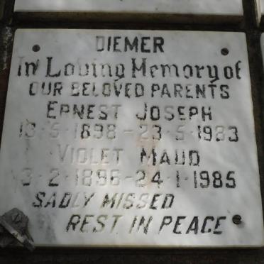 DIEMER Ernest Joseph 1898-1983 &amp; Violet Maud 1896-1985