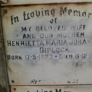 DIPLOCK Henrietta Maria Johanna 1923-1972