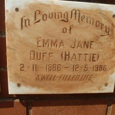 DUFF Emma Jane 1886-1986