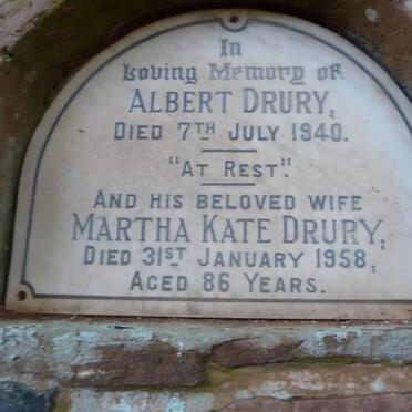 DRURY Albert -1940 &amp; Martha Kate -1958