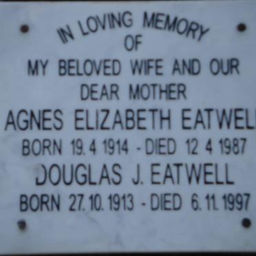 EATWELL Douglas J. 1913-1997 &amp; Agnes Elizabeth 1914-1987