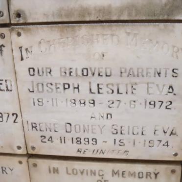 EVA Joseph Leslie 1889-1972 &amp; Irene Doney Seige 1899-1974