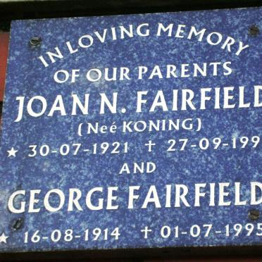 FAIRFIELD George 1914-1995 &amp; Joan N. KONING 1921-1991
