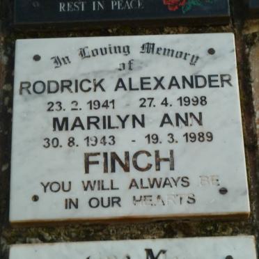 FINCH Rodrick Alexander 1941-1998 &amp; Marilyn Ann 1943-1989