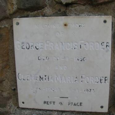 FORDER George Francis -1950 &amp; Clementia Maria 1904-1975