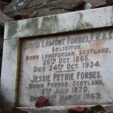 FORBES David Lamont 1866-1934 &amp; Jessie Petrie 1870-1963