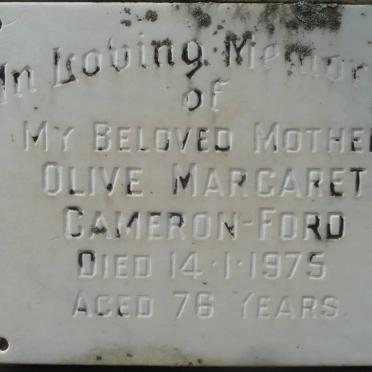 FORD Olive Margaret, CAMERON -1975