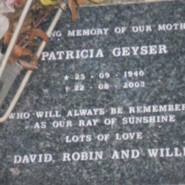 GEYSER Patricia 1940-2003