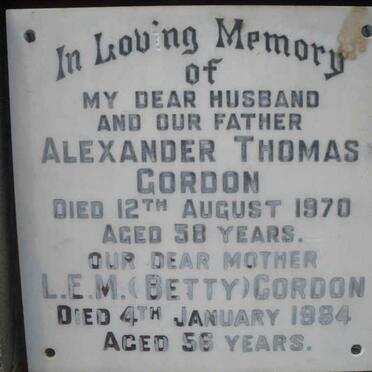 GORDON Alexander Thomas -1970 &amp; L.E.M. -1984