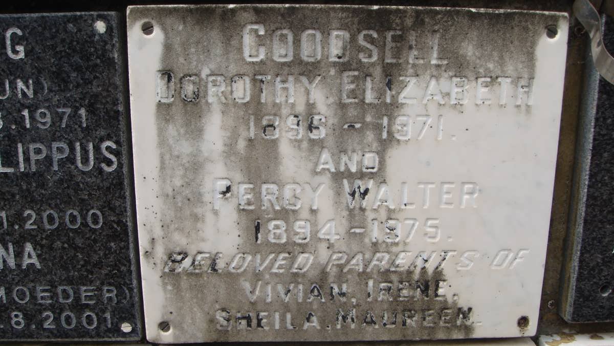 GOODSELL Percy Walter 1894-1975 &amp; Dorothy Elizabeth 1896-1971