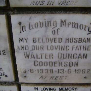 GOODERSON Walter Duncan 1938-1982