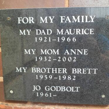 GODBOLT Maurice 1921-1966 &amp; Anne 1932-2002 :: GODBOLT Brett 1959-1982 :: GODBOLT Jo 1961-