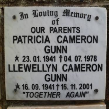 GUNN Llewellyn Cameron 1941-2001 &amp; Patricia Cameron 1941-1978