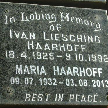 HAARHOFF Ivan Liesching 1925-1992 &amp; Maria 1932-2013
