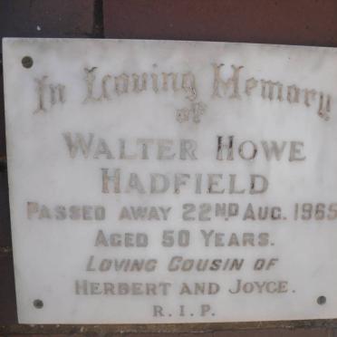 HADFIELD Walter Howe -1965