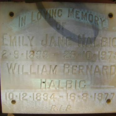 HALBIG William Bernard 1894-1977 &amp; Emily Jane 1893-1975