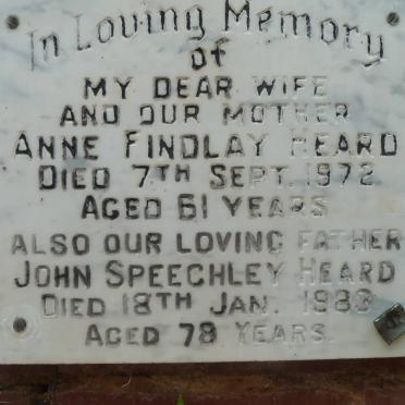 HEARD John Speechley -1983 &amp; Anne FINDLAY -1972