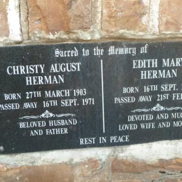 HERMAN Christy August 1903-1971 &amp; Edith Mary 1900-1983