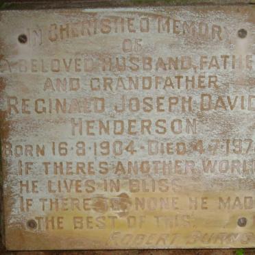 HENDERSON Reginald Joseph David 1904-1978
