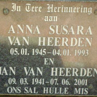 HEERDEN Jan, van 1941-2001 &amp; Anna Susara 1945-1993