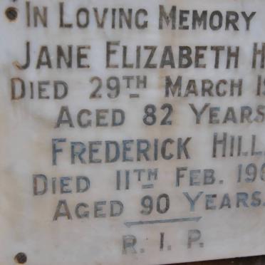 HILL Frederick -1961 &amp; Jane Elizabeth -1957