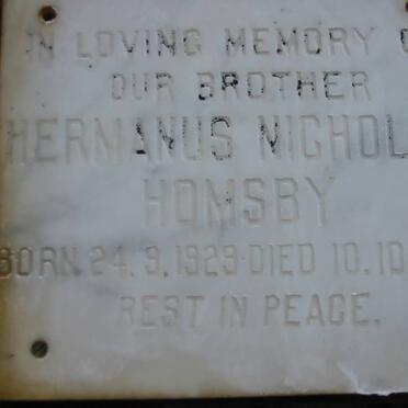 HOMSBY Hermanus Nicholas 1929-1977