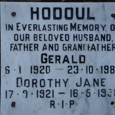 HODOUL Gerald 1920-1988 &amp; Dorothy Jane 1921-1998