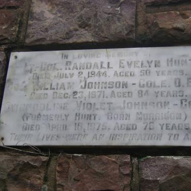 HUNT Randall Evelyn -1944 :: JOHNSON-COLE William  -1971 &amp; Gwendoline Violet formerly HUNT nee MORRISON -1975