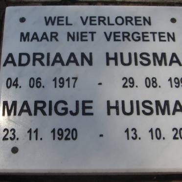 HUISMAN Adriaan 1917-1990 &amp; Marigje 1920-2004