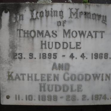 HUDDLE Thomas Mowatt 1895-1968 &amp; Kathleen Goodwin 1899-1974