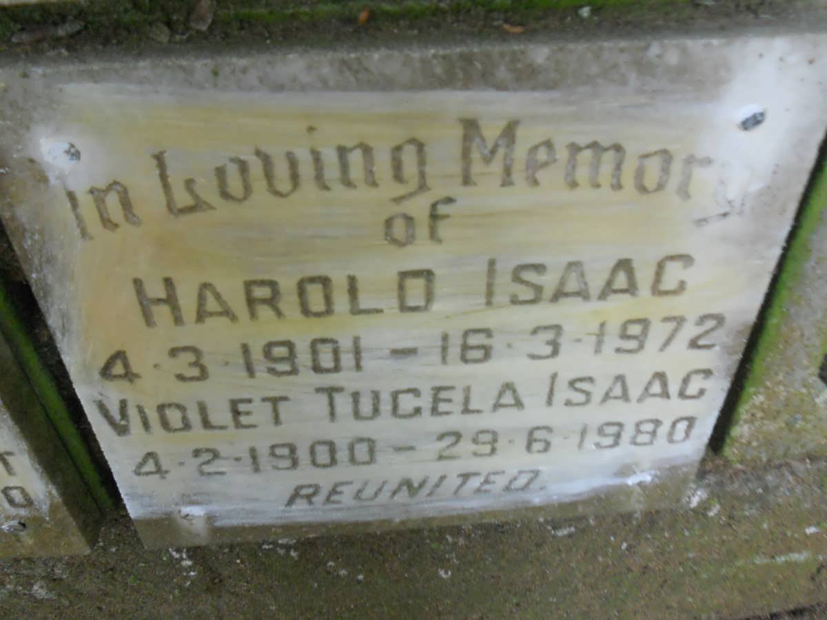 ISAAC Harold 1901-1972 &amp; Violet Tugela 1900-1980