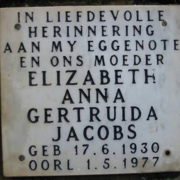 JACOBS Elizabeth Anna Gertruida 1930-1977